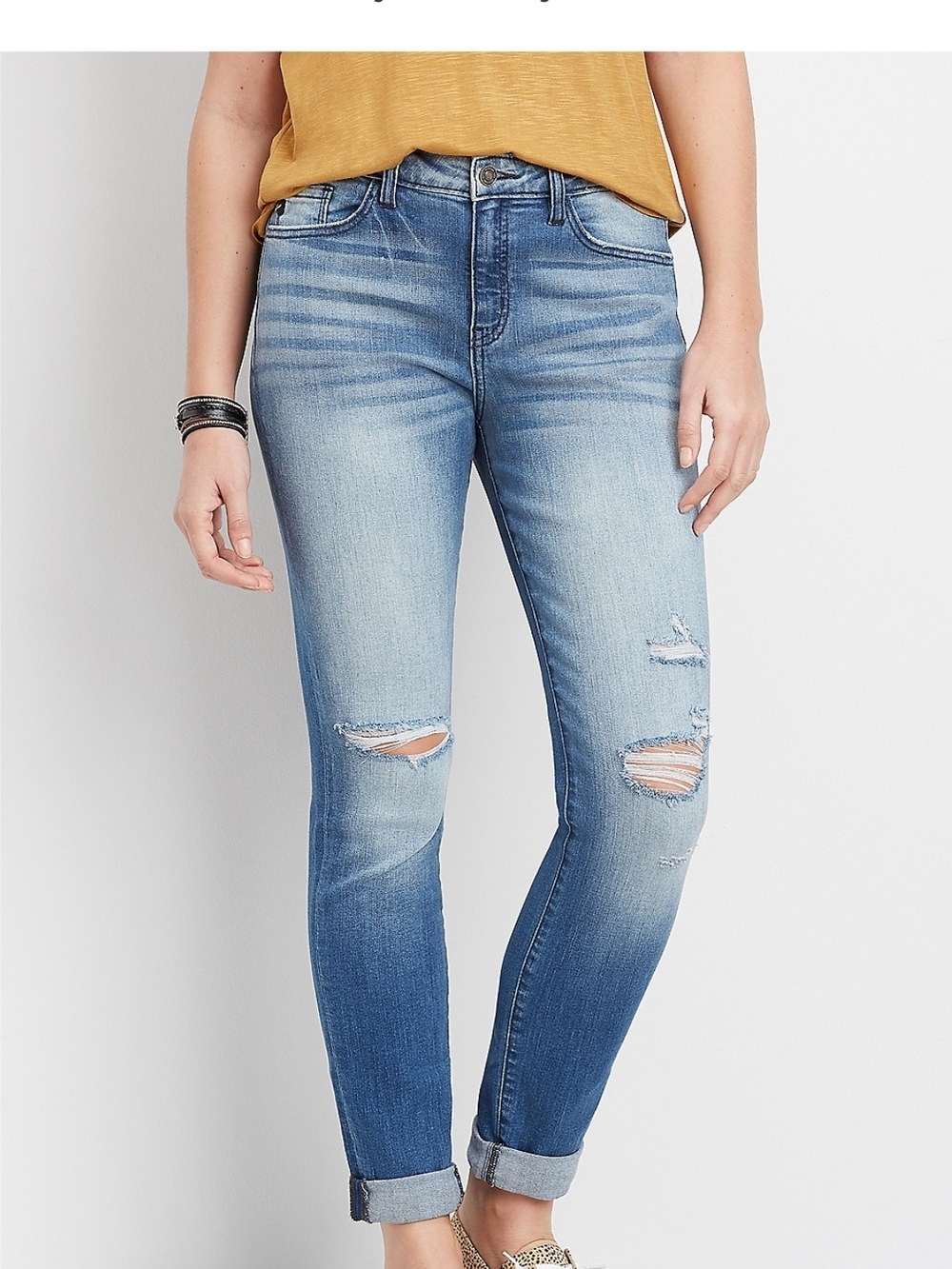 KanCan™ Medium Wash Destructed Boyfriend Jean